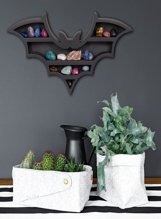 RUSTIX Black Vampire Bat Shelf - Crystal Holder for Spooky Horror Gothic Witchy Room Decor - Wall Mounted Hanging Floating Wooden Shelves for Goth Kitchen Bedroom or Bathroom - Image 3